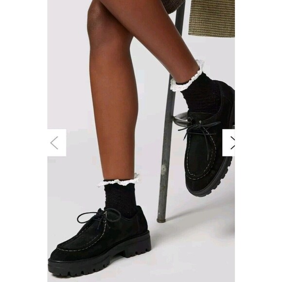 NIB Seychelles Toronto Suede Black Women's Platform Loafers Women 7 Goth Retro - Picture 1 of 12